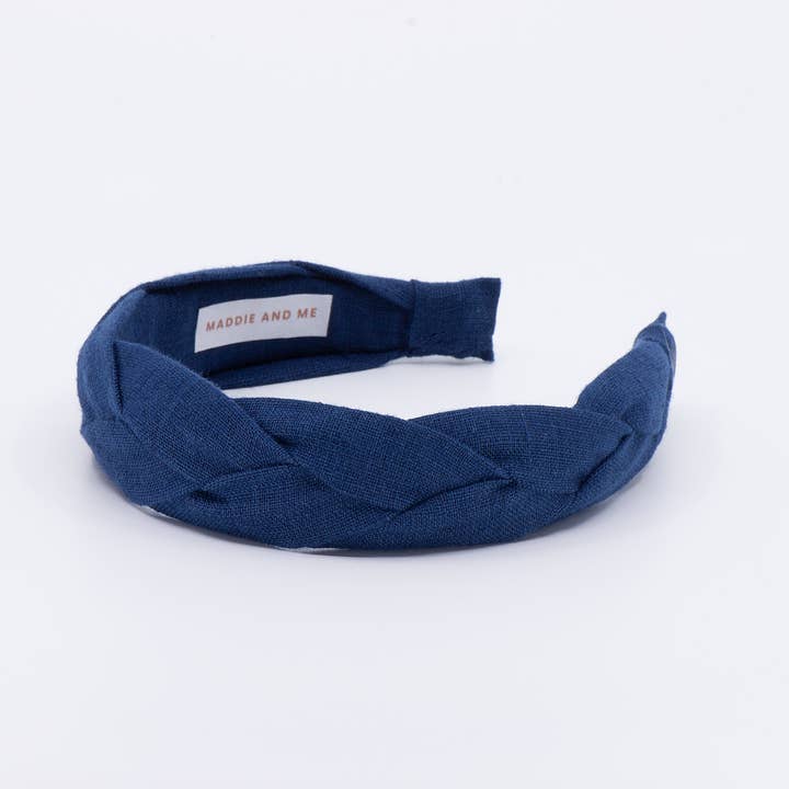 Maddie and Me Handmade - Wholesale Fashion Headband - Women's - Navy Blue Braided European Linen Headband | Neutral Headband2