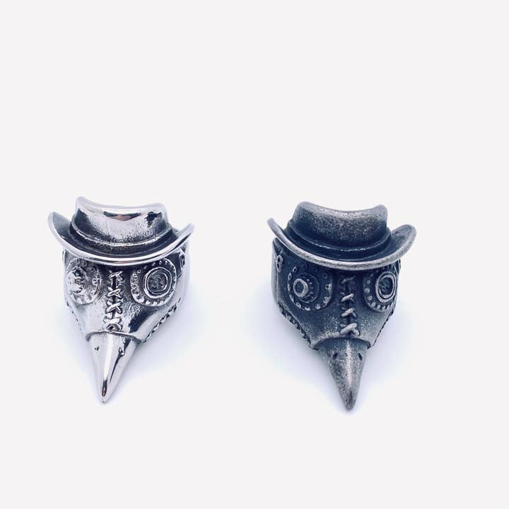 Mio Queena - Wholesale Signet Ring - Skeleton Crow Head Hat Men's Stainless Steel Ring - MJ/MR