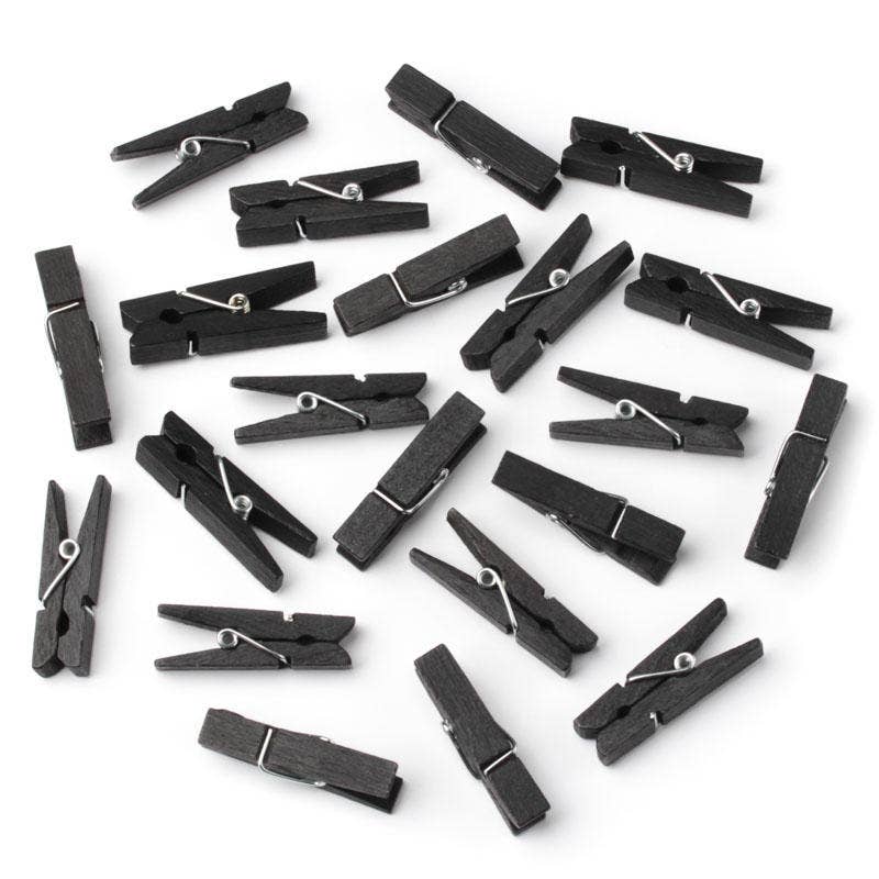 Factory Direct Craft - Vendita all'ingrosso Mollette appendiabiti - Mini mollette in legno nero da 1-3/8" (confezione da 21)2