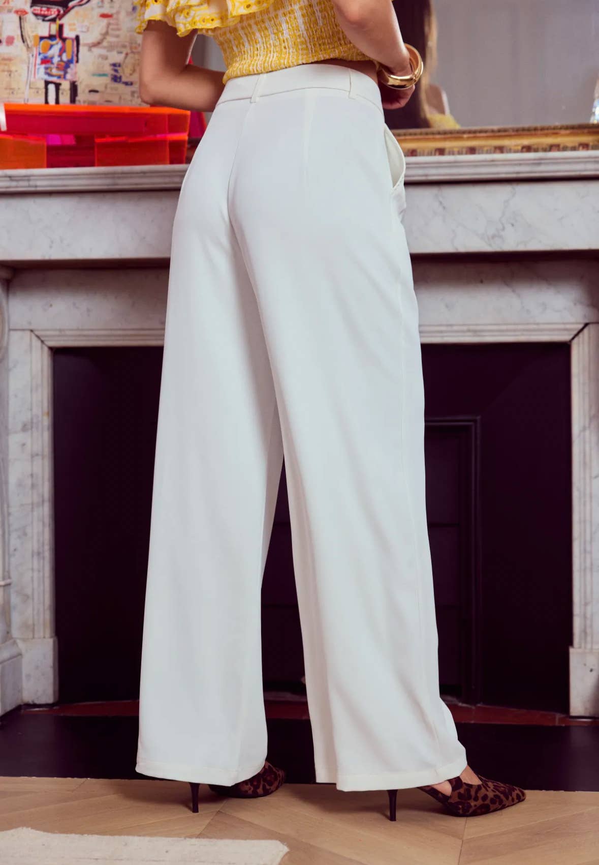 Frime - Venta al por mayor Pantalones - Mujer - Pantalones de pierna ancha de talle alto con pinzas - 261212