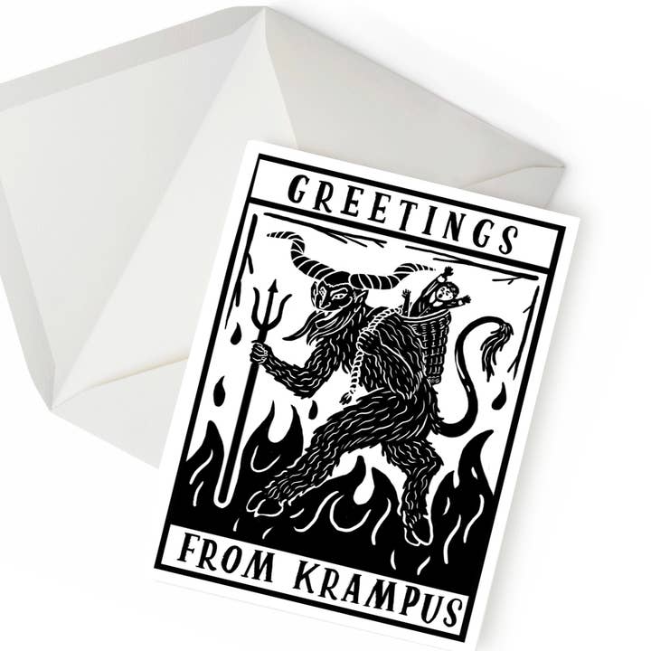 Hissing Mink - Wholesale Christmas Card - Greetings from Krampus Christmas Card