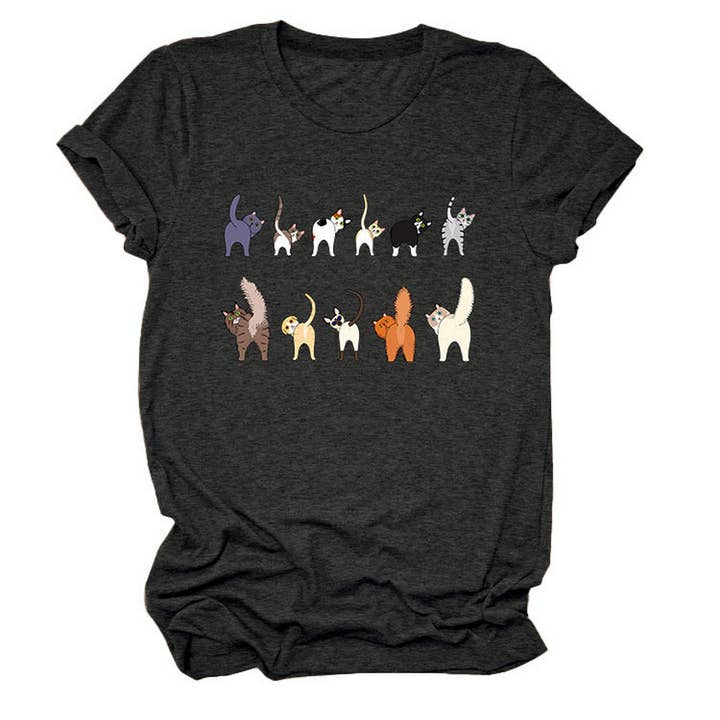 ACCITY - Wholesale T-Shirt (Graphic) - Unisex - Cute Cat Graphic Tee – 11 Cats Turn Around_CWTTS149518