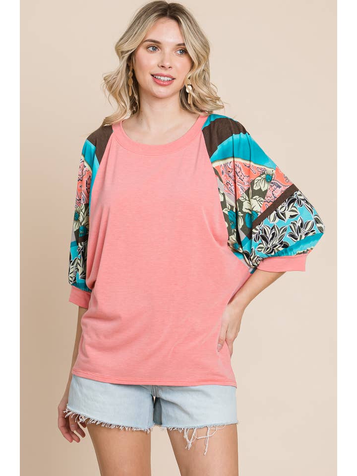 Coral ETK-8905-PL Plus Size Solid T/R Span Casual Top for wholesale on Faire