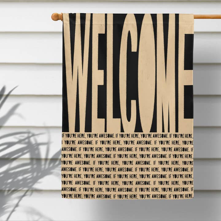 Declaration HOME - Wholesale Flag - Welcome! Cream Garden and House Flag - Double Sided1