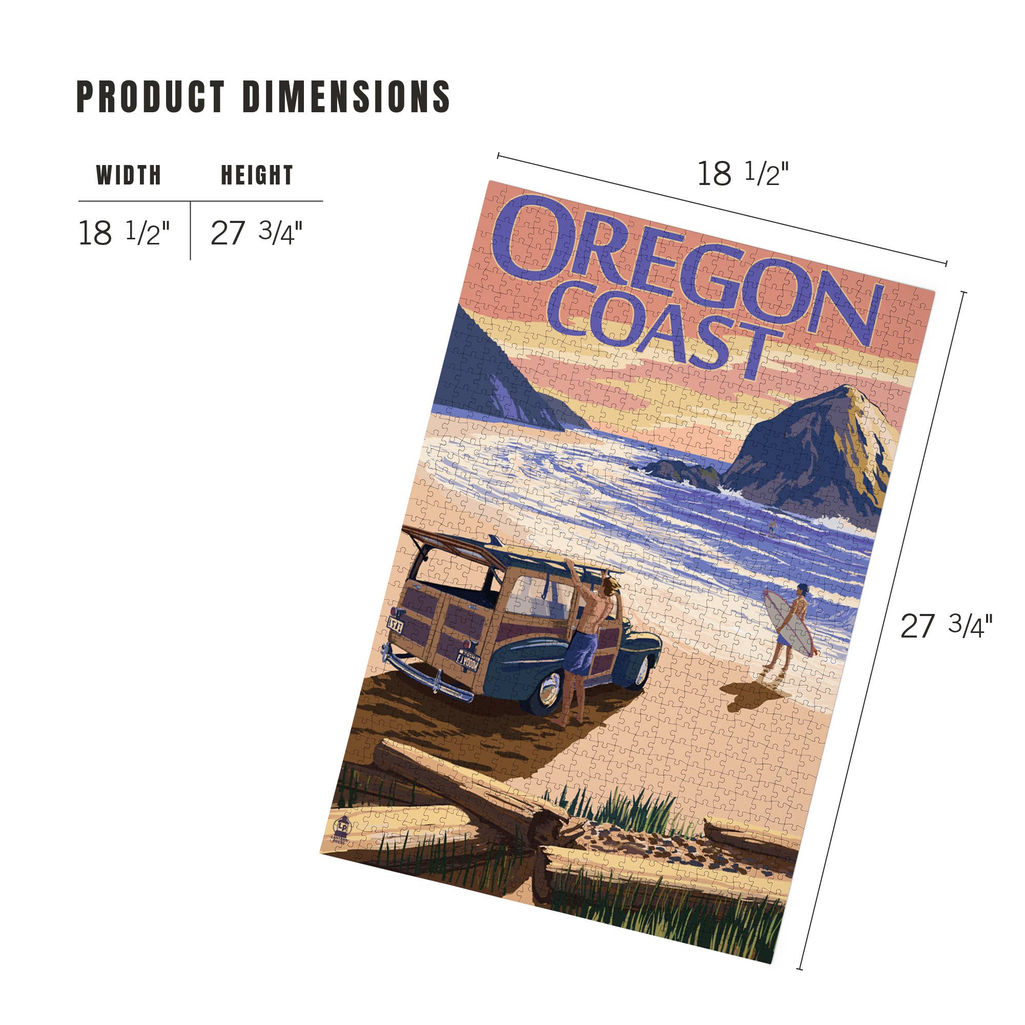 Lantern Press - Wholesale Puzzle - Adult - 1000 PIECE PUZZLE Oregon Coast, Woody on Beach at Sunset4
