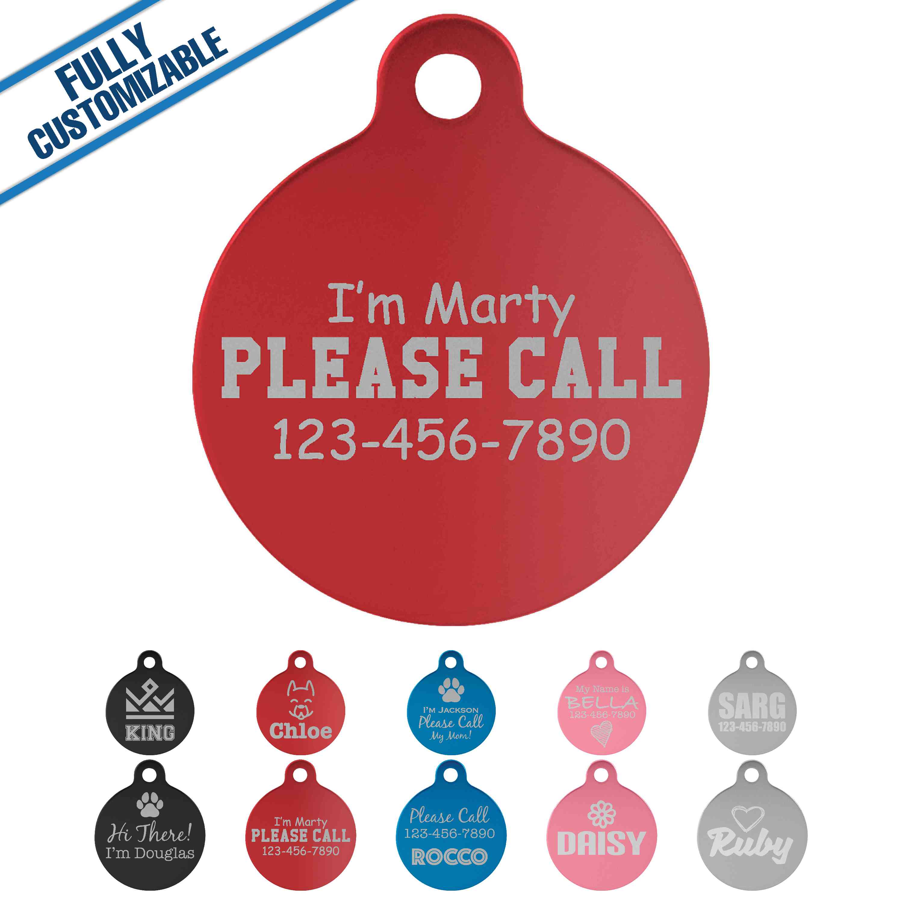 GiftWorksPlus - Wholesale Pet Identification Tag - Cat/Dog - Engraved Round Anodized Aluminum Pet Tag -Fully Customizable9