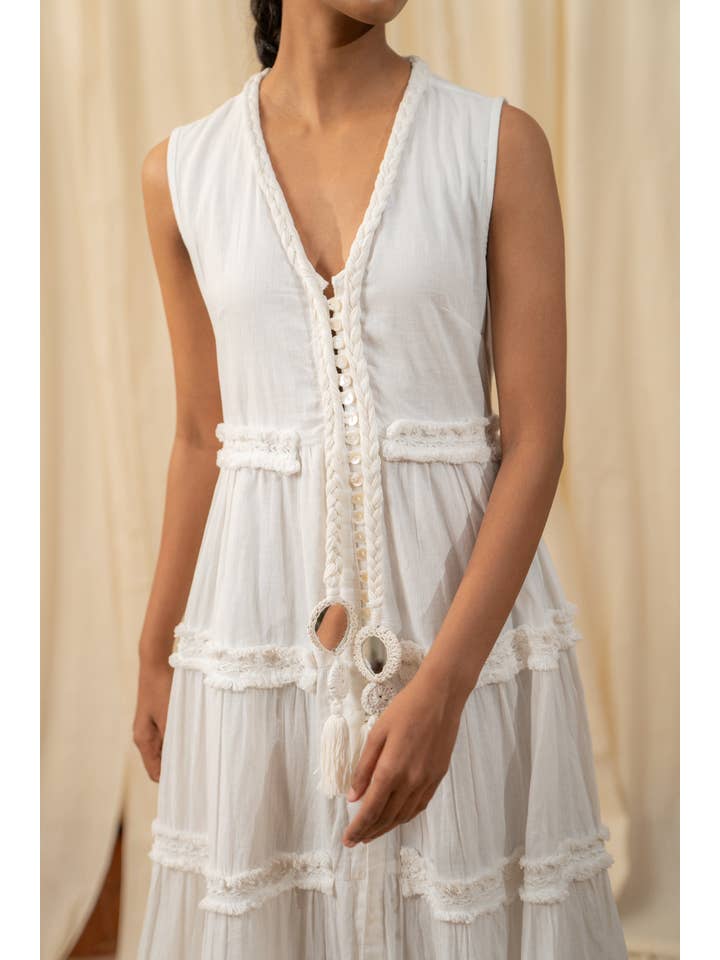 Label Reyya - Wholesale Jurk - Dames - Gevlochten witte Maxi2