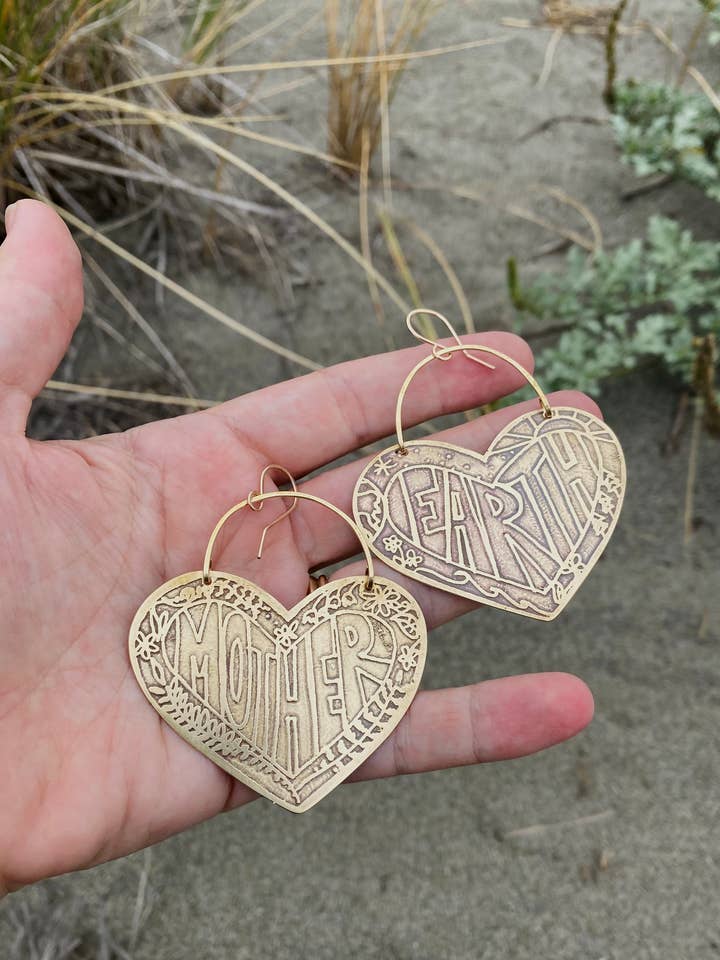 Etched Brass Earth Mother Earrings
for wholesale by Serpentine and Fair