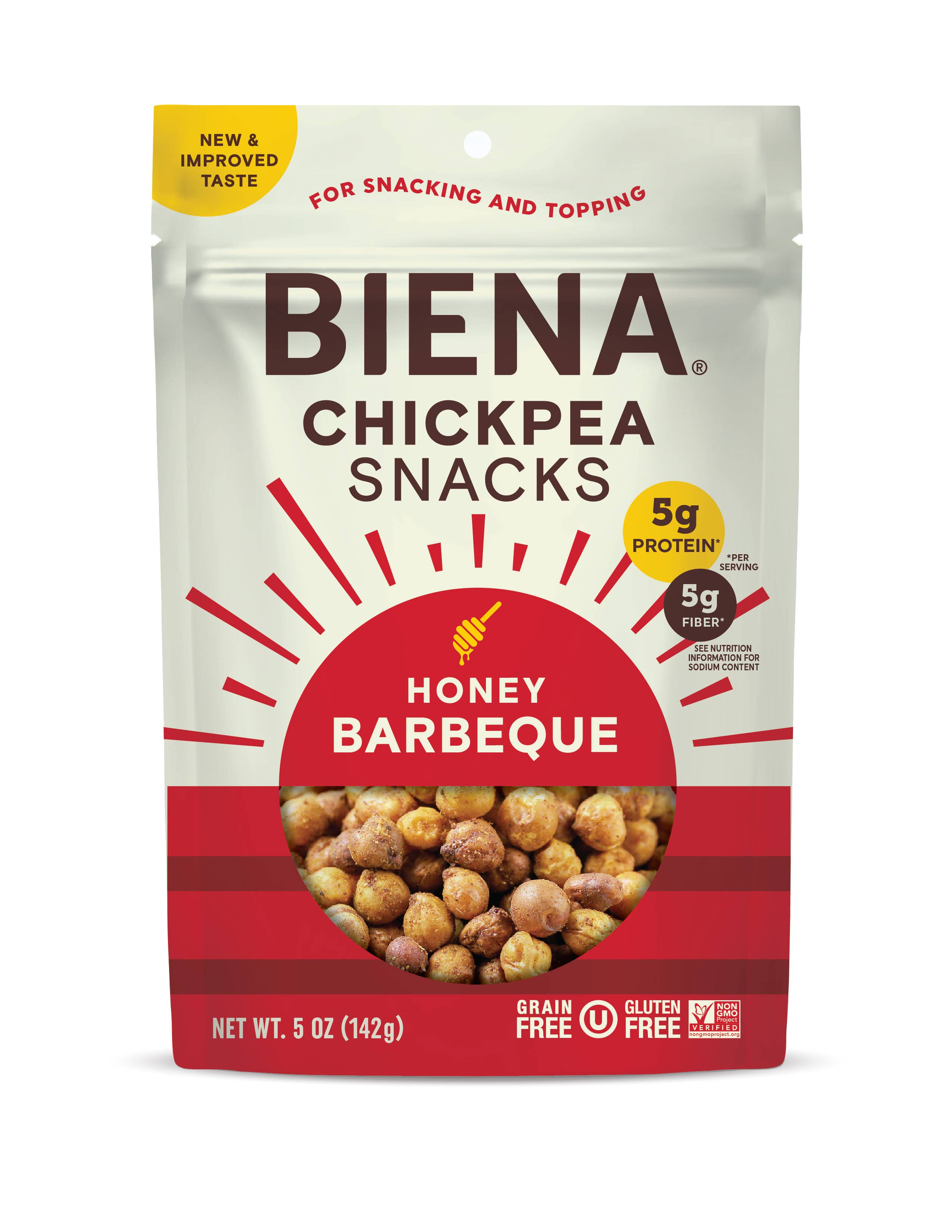 Biena Snacks - Wholesale Nuts - BIENA Roasted Chickpea Snacks Honey Barbeque 5oz x 8ct Case