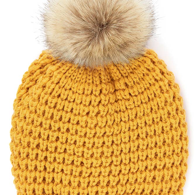 Hana - Wholesale Beanie - Women's - C.C Waffle Stitch Pattern Pom Beanie3