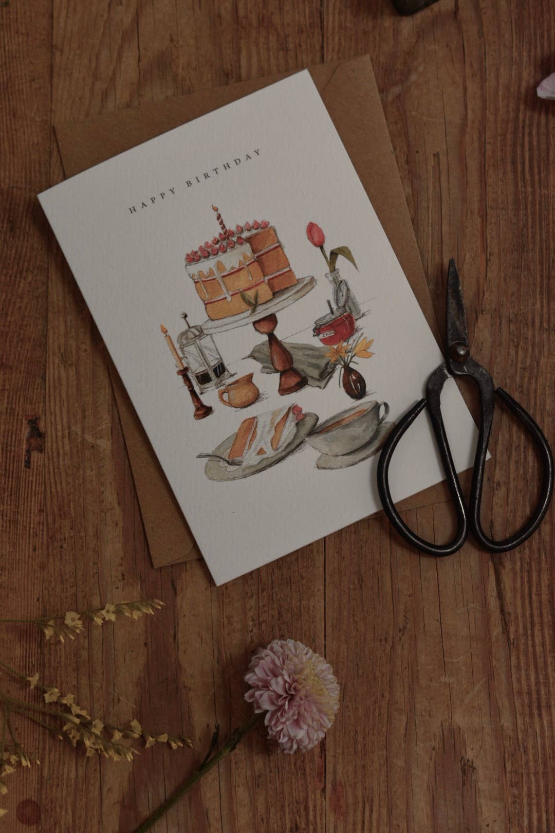 Brooke Marie – wholesale Birthday card – Happy Birthday Cake and Coffee on Table Card4