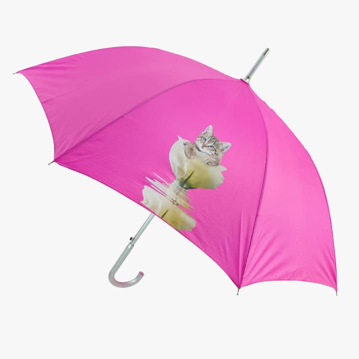 Damen Automatikschirm "WELPEN" | Druck Kätzchen für den Großhandel von Linea Emme Collezioni