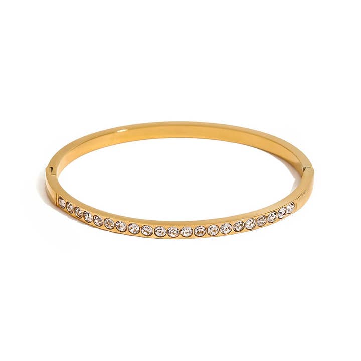 Savvy Bling - Wholesale Bangle Bracelet - Cz Zircon Gold Bangle Bracelet Waterproof3