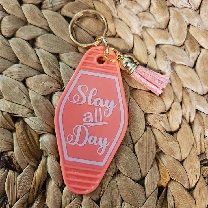 ShesSoCrafty Goods - Wholesale Keychain - Women's - Slay All Day Motel Keychain: 3D Printed Pink Bag Charm2
