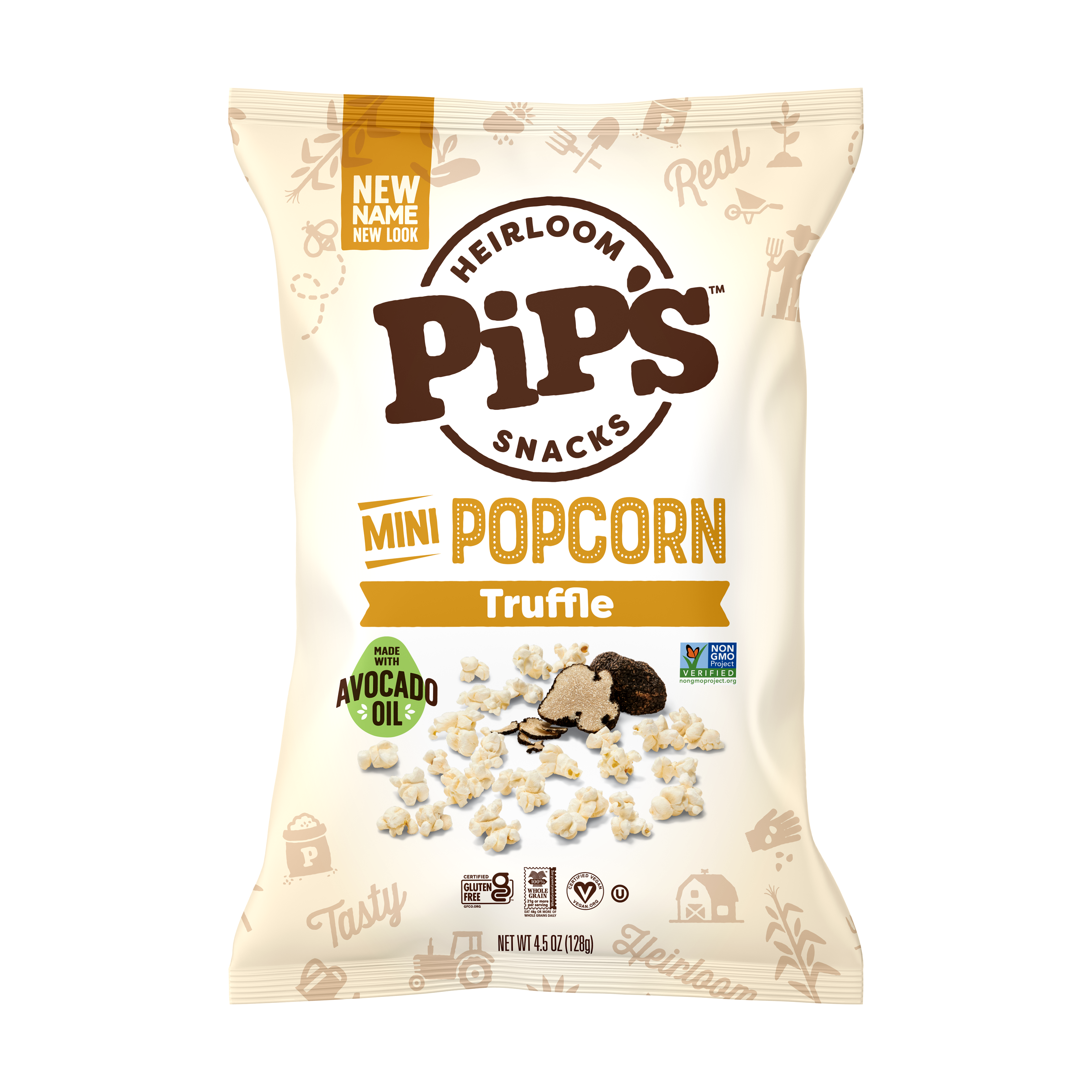 Pip's Heirloom Snacks - Wholesale Popcorn - Truffle Mini Popcorn, 4.5oz (12 Bags in 1 Case)1
