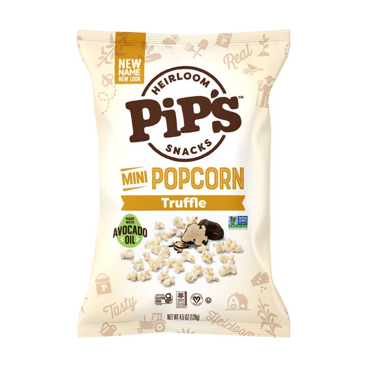 Pip's Heirloom Snacks - Wholesale Popcorn - Truffle Mini Popcorn, 4.5oz (12 Bags in 1 Case)1