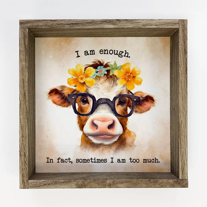 I Am Enough Cow - Cute Animal Canvas Art - Farmhouse Decor for wholesale by Hangout Home