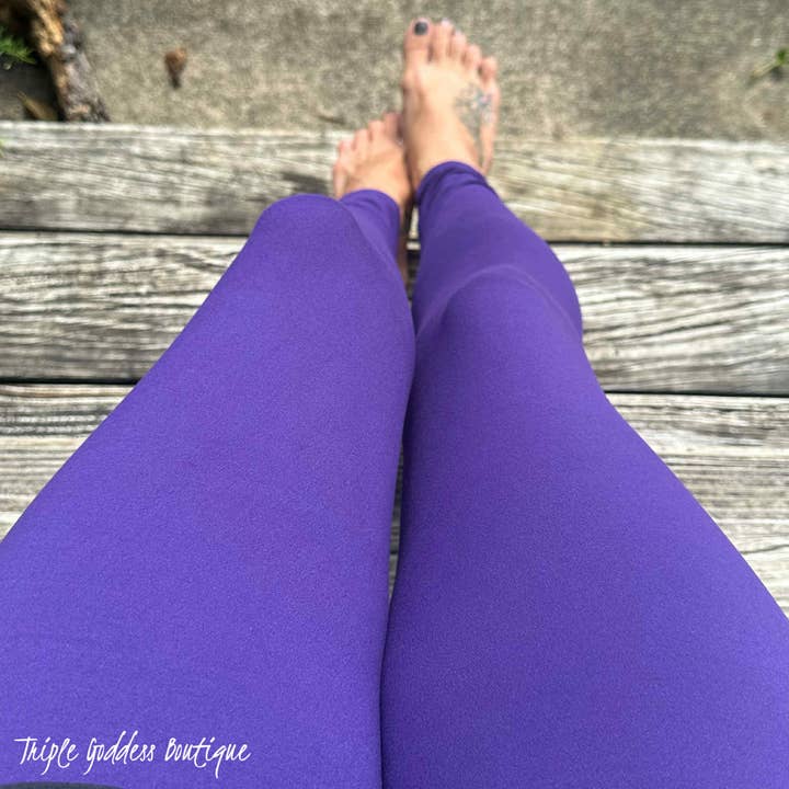 Purple Pocket leggings, womens core leggings for wholesale by Triple Goddess Boutique