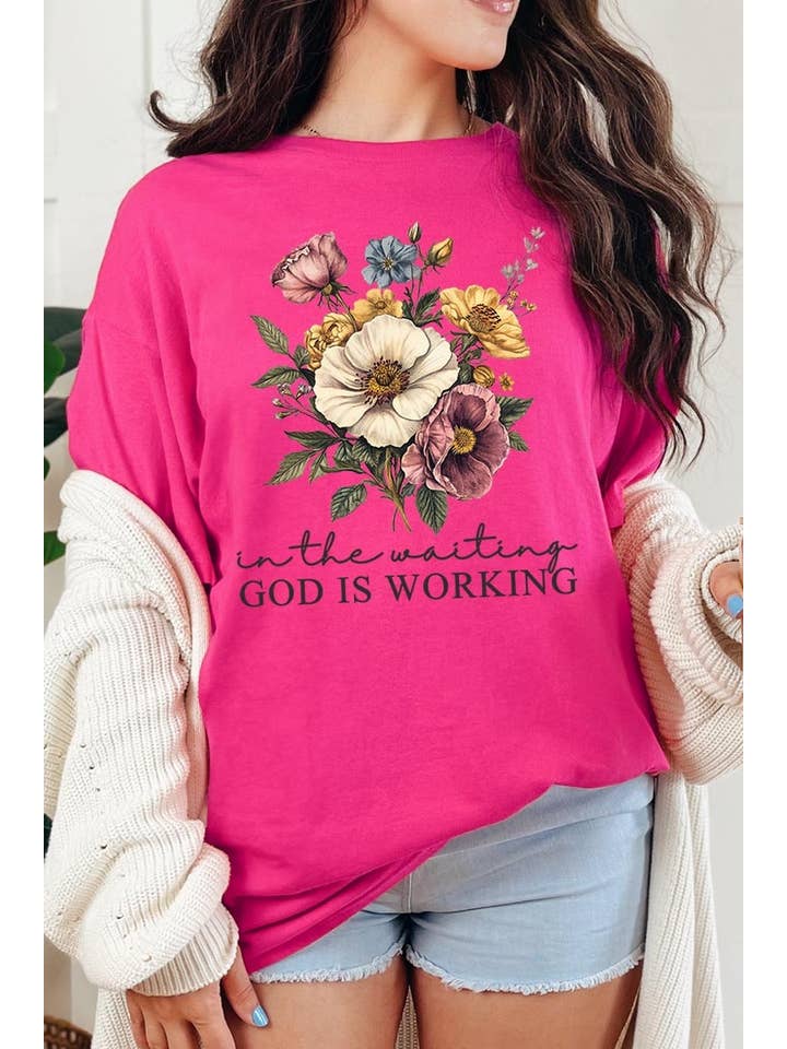 COLORBEAR - Wholesale T-shirt (graphic) – unisex - God is Working Vintage Floral Heavy Cotton Tee8