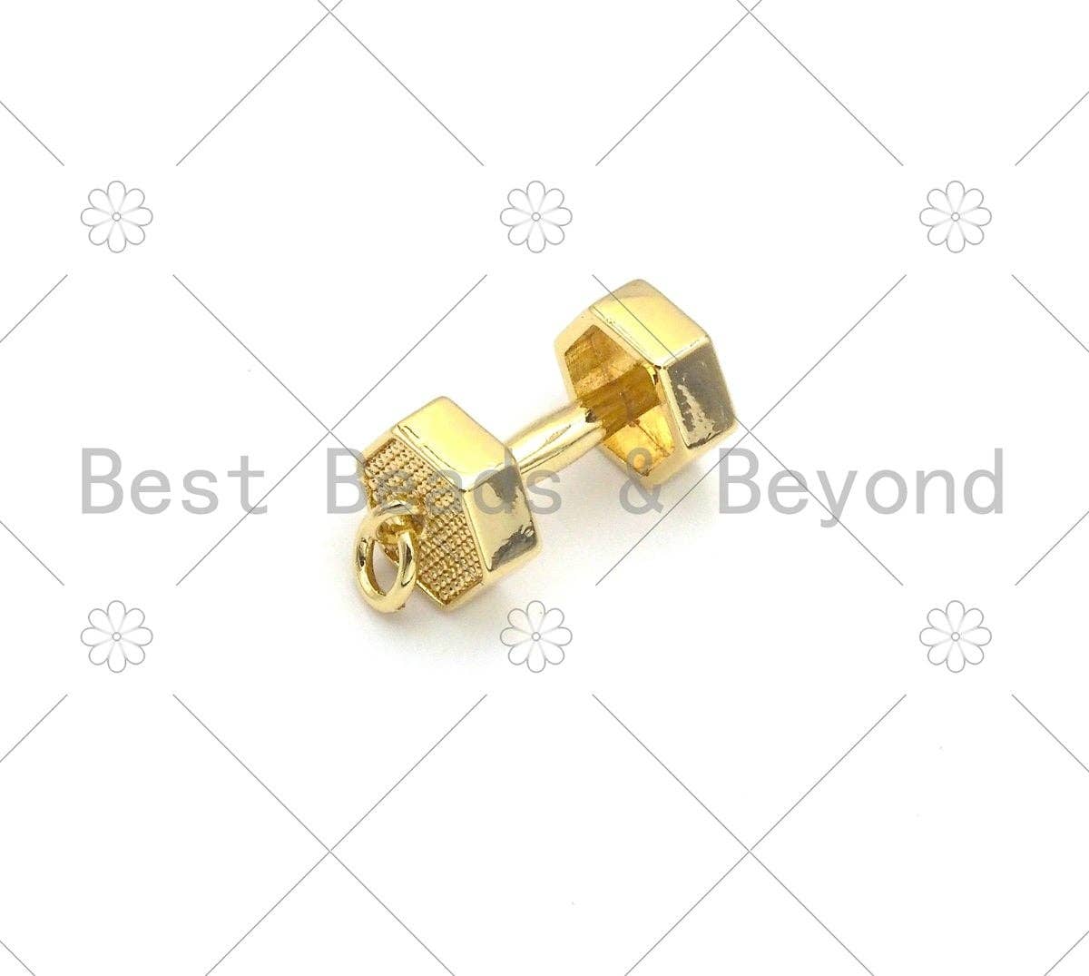 BestBeads&Beyond – Engroshandel Vedhæng/charm – Guld/sølv håndvægt form vedhæng/charme, 18K guld fyldt håndvægt charme, halskæde armbånd charme vedhæng, 9x18mm, Sku #L5802