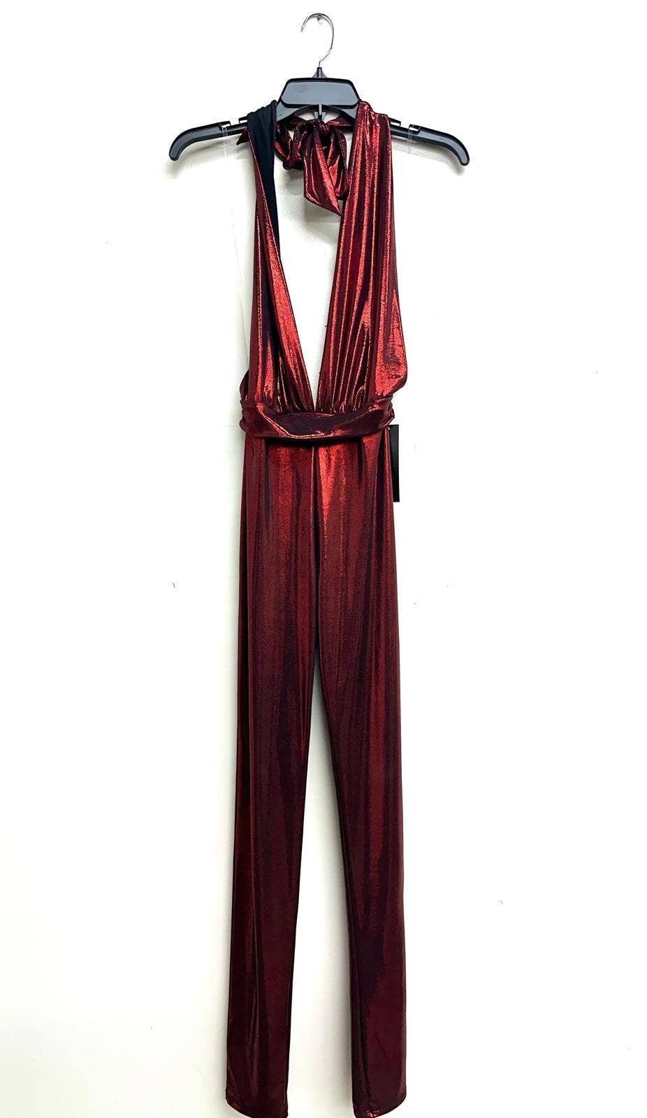 Uptown Apparel - Wholesale Jumpsuit - Women's - J8057 FOIL HALTER JUMPSUIT WITH TIE BACK6