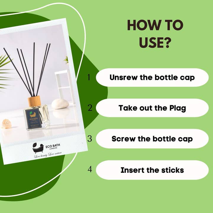 Eco Bath London - Wholesale Reed Diffuser - Eco Bath London Green Tea Reed Diffuser - Refreshing Room Fragrance with Notes of Bergamot and Green Tea, 100ml (3.38 Fl.Oz)6