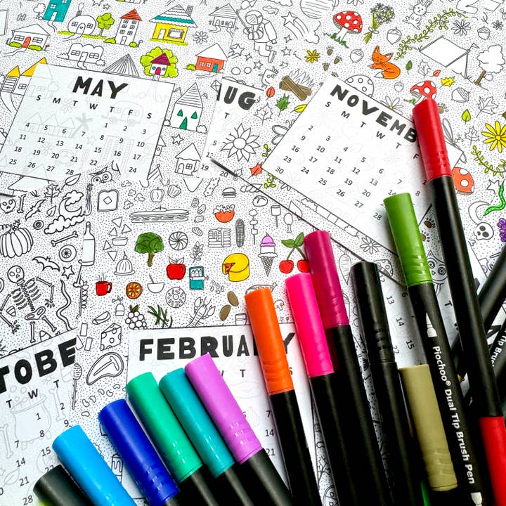 2025 Desk Calendar, Coloring Desk Calendar, Doodles Desk Cal for wholesale by blonde birdie