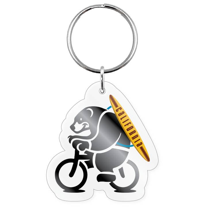 Morris Magnets - Wholesale Keychain - Unisex - Keychain - Biking Bear W/ Surfboard