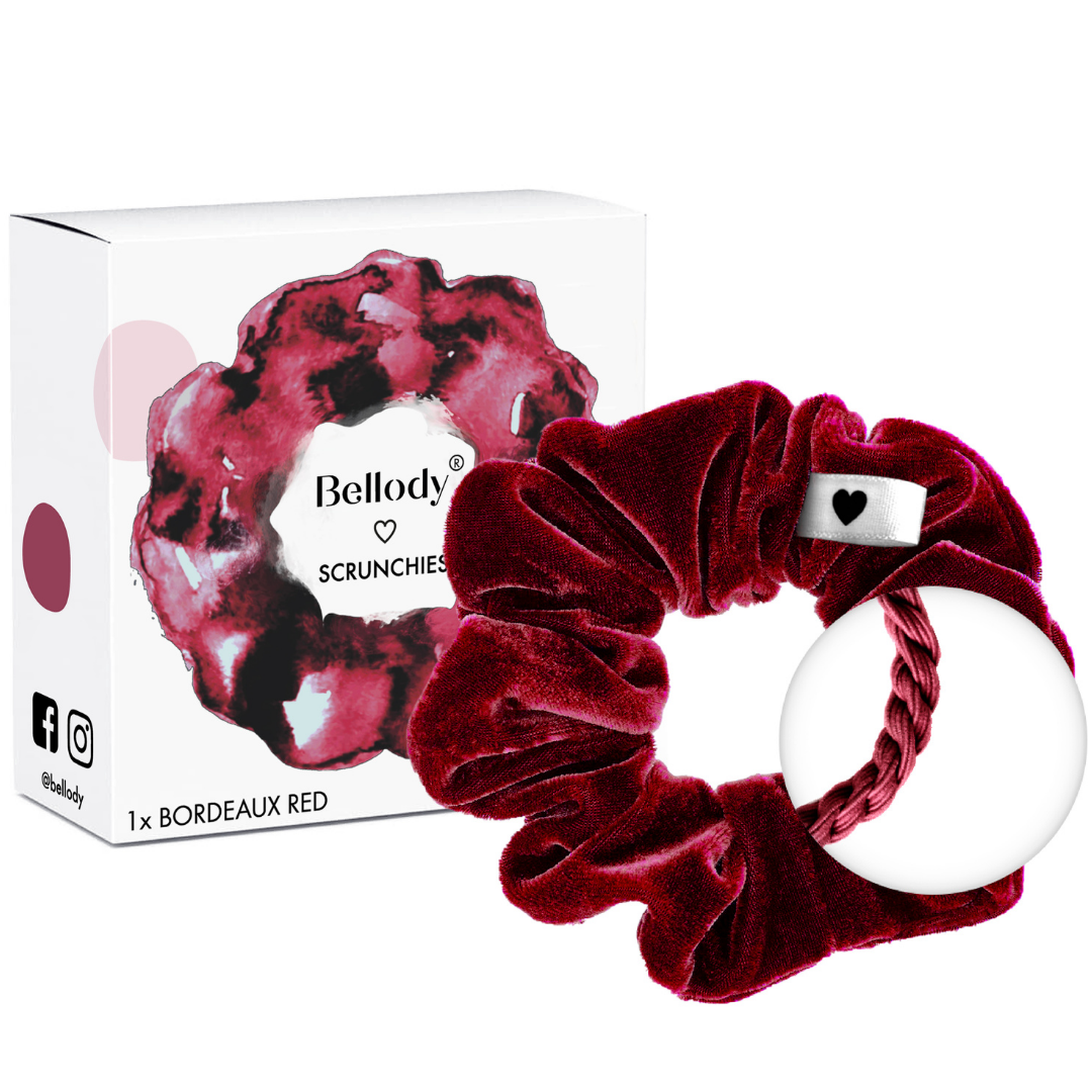 Bellody GmbH - Wholesale Scrunchie - Women's - Velvet scrunchie Bordeaux - Bellody® (1 piece - Bordeaux red)0