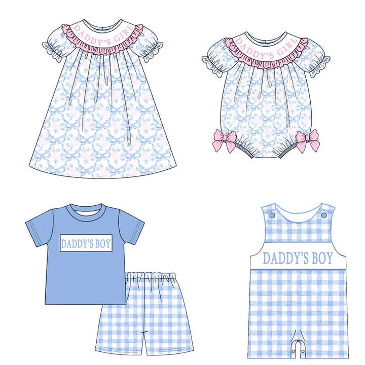 Auraquise - Vente Ensemble de vêtements – bébé - Vêtements smockés pour enfants d'été "FILLE/GARÇON À PAPA"13