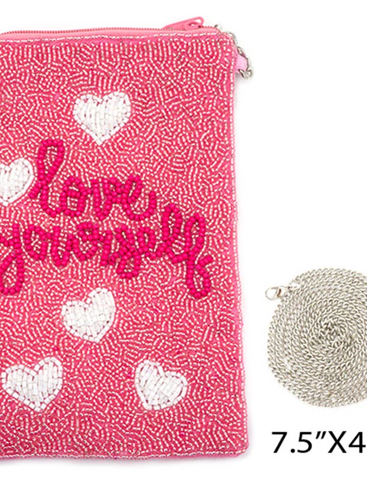 Seed Beaded Love Yourself Phone Bag for wholesale by Suzie Q USA