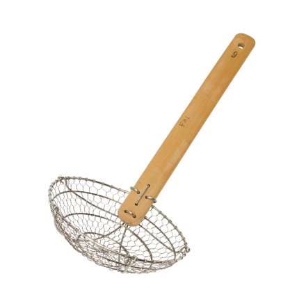 Dexam – Großhandel Küchengerät – School Of Wok Metall-Wok-Sieb, 38 cm mit Bambusgriff