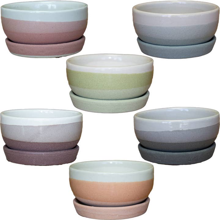 World Buyers - Wholesale Plant Pot - Garden Ceramic Planter Pot& Tray 1Dz - SDC410WB