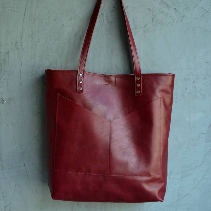 ANA KOUTSI - Wholesale Tote Bag - Women's - Estia leather tote bag in bordeaux3