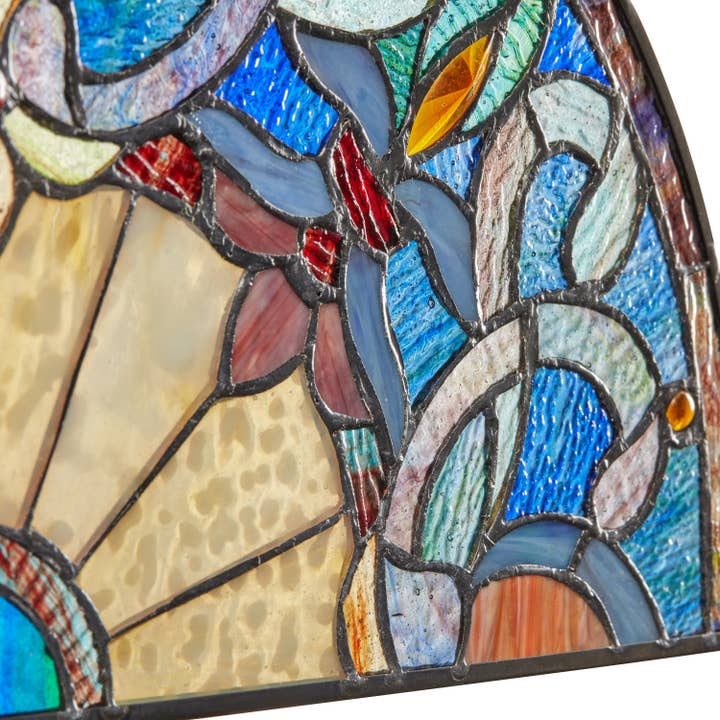 River of Goods - Wholesale Suncatcher - 11"H Maxine Blue Half-Moon Stained Glass Window Panel7