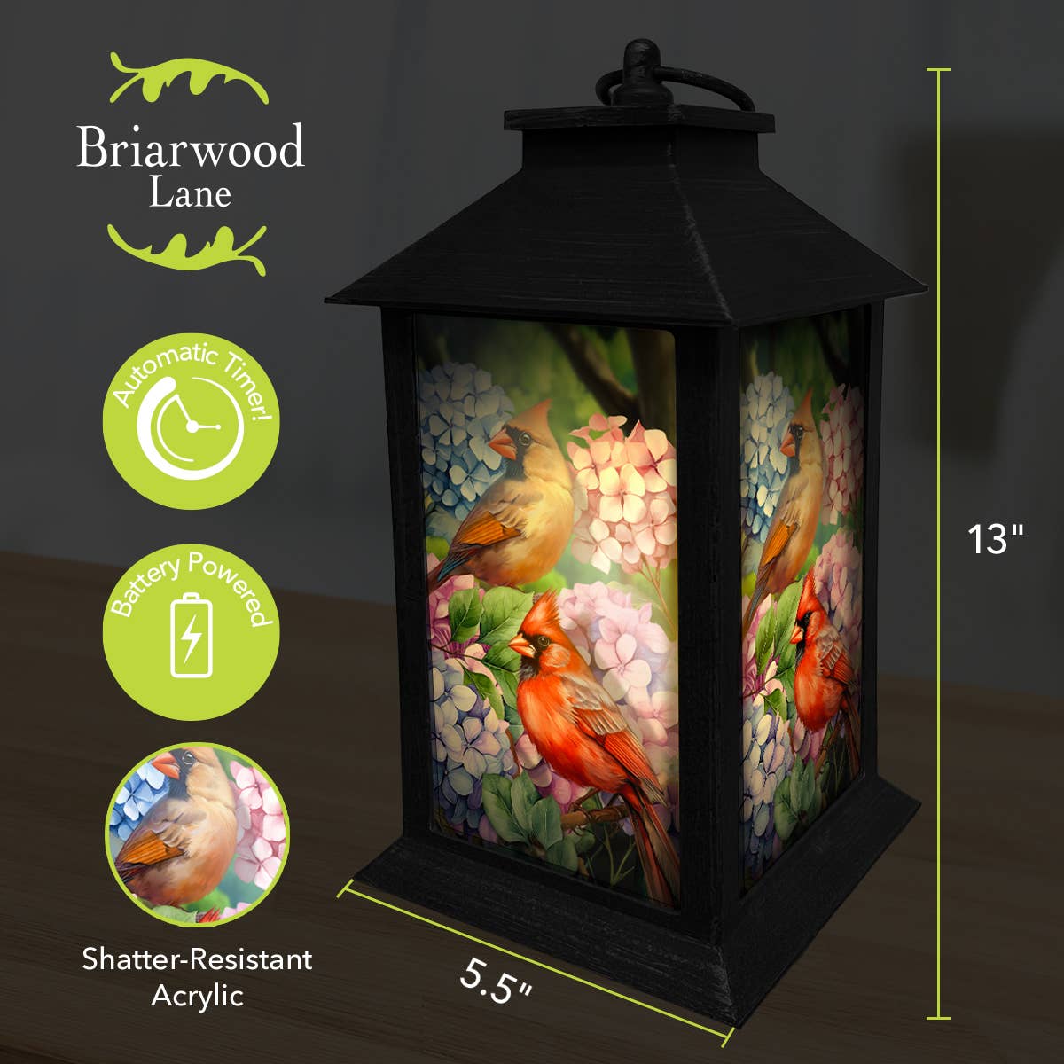Briarwood Lane - Wholesale Lantern - Perched Cardinals Lantern2