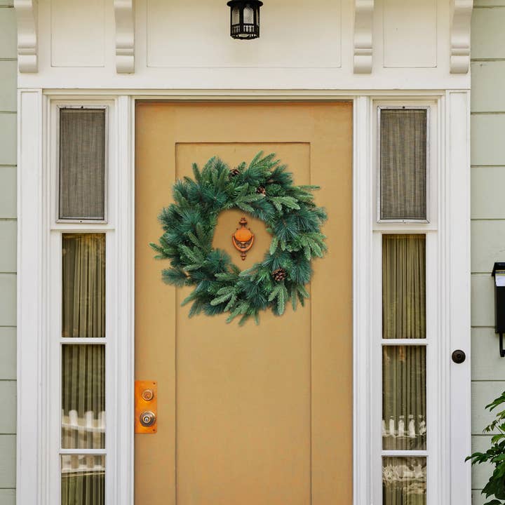 Larksilk - Wholesale Wreath - 24" Angel Pine Christmas Wreath With 6 Realistic Pine Cones3