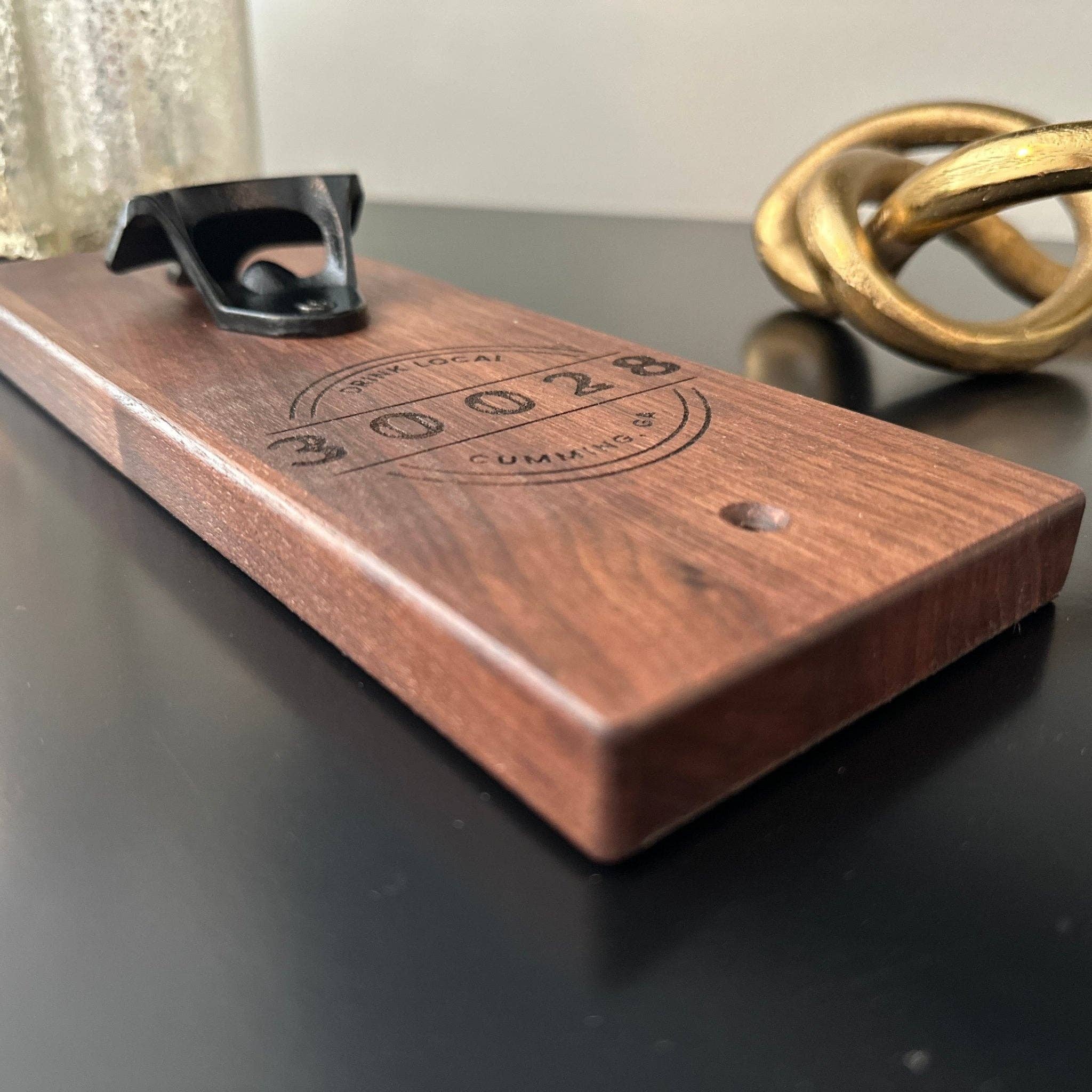 Seeds & Sawdust - Wholesale Bottle/Wine Opener - Custom Engraved Walnut Bottle Opener – Drink Local | City & Zip Code Wall Mount Gift2