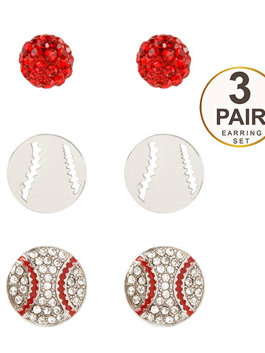 ( E250 ) SPORTTHEMA 3-DELIGE OORBELSET voor wholesale door Jewelry Max