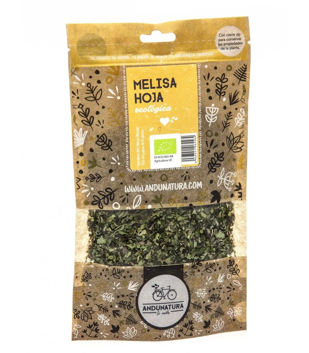 Andunatura - Wholesale Health/Detox Tea - Melisa Kraft Paper Bag 20g -ECO-0