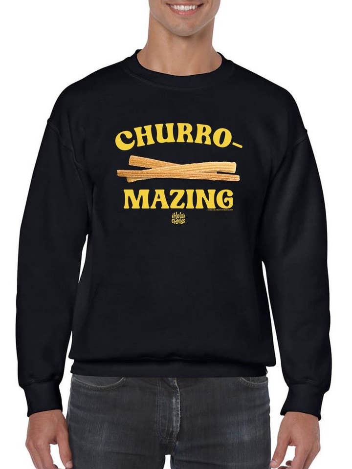 Officially Licensed Hola Churro Churro-Mazing Fun Foodie Men's Sweatshirt for wholesale by Snack Tees