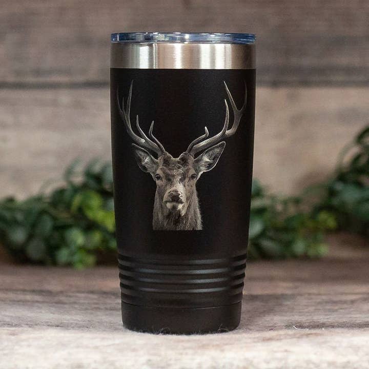 Buck Portrait - Engraved Tumbler for wholesale by 3C Etching