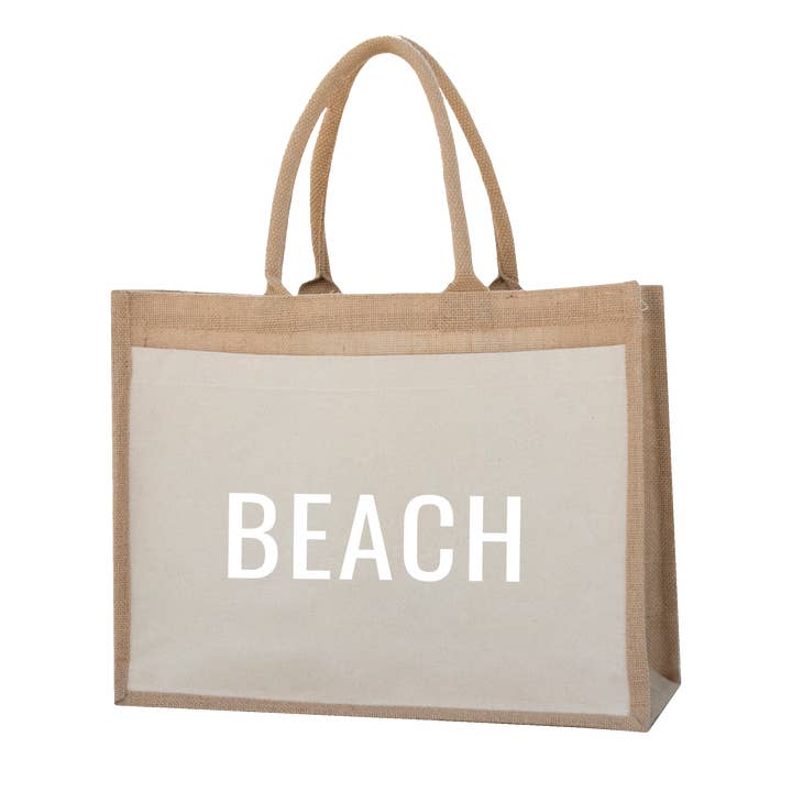 Sac en jute avec poche en coton | Plage pour la vente par Buchstabenkult