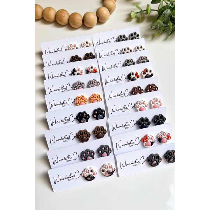 WanderingCalicoClay - Wholesale Stud/Post Earrings - Cat Paw Print Clay Stud Earrings for Cat Lovers8