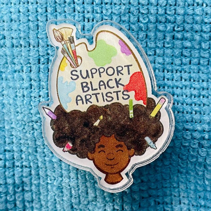 Support Black Artists Acrylic Enamel Art Pin 2 inch for wholesale by Unravelingarts