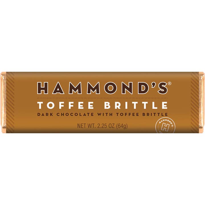 Hammond's Candies - Wholesale Chocolate Bar - Natural Toffee Brittle Dark Chocolate Candy bar 2.25oz