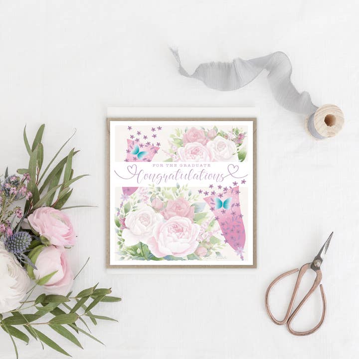 Rosenheart - Wholesale Graduation Card - Calligraphy with Flowers Graduate Card2