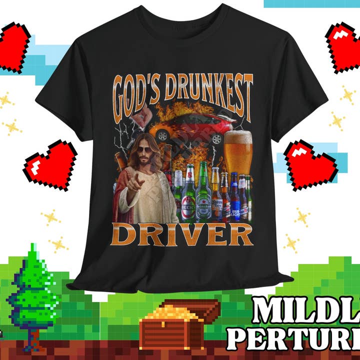 TheKingShirt - Wholesale Graphic Sweatshirt - Women's - God'S Drunkest Driver Funny 90S Bootleg Alcoholic T-Shirt