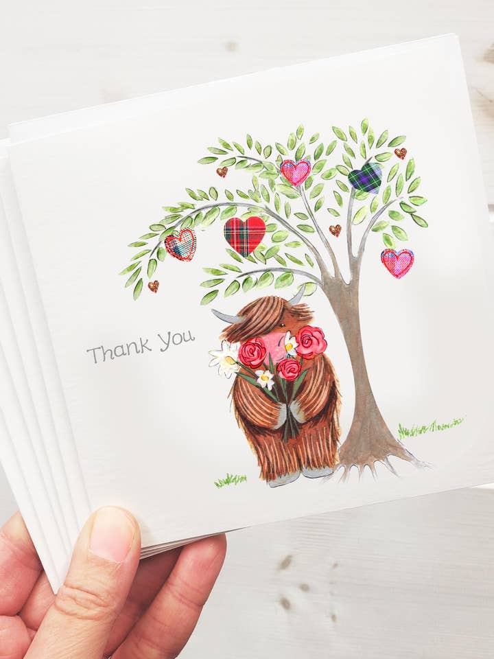 6 x Thank You Coo Notecards and Envelopes WWTY15 for wholesale by Wee Wishes