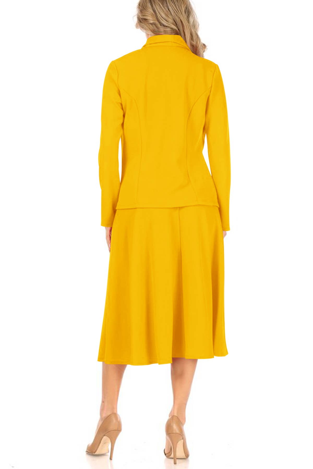 MOA COLLECTION - Wholesale Top & Skirt Set - Women's - Women's Two Piece Casual Blazer Relaxed A-Line Midi Skirt19